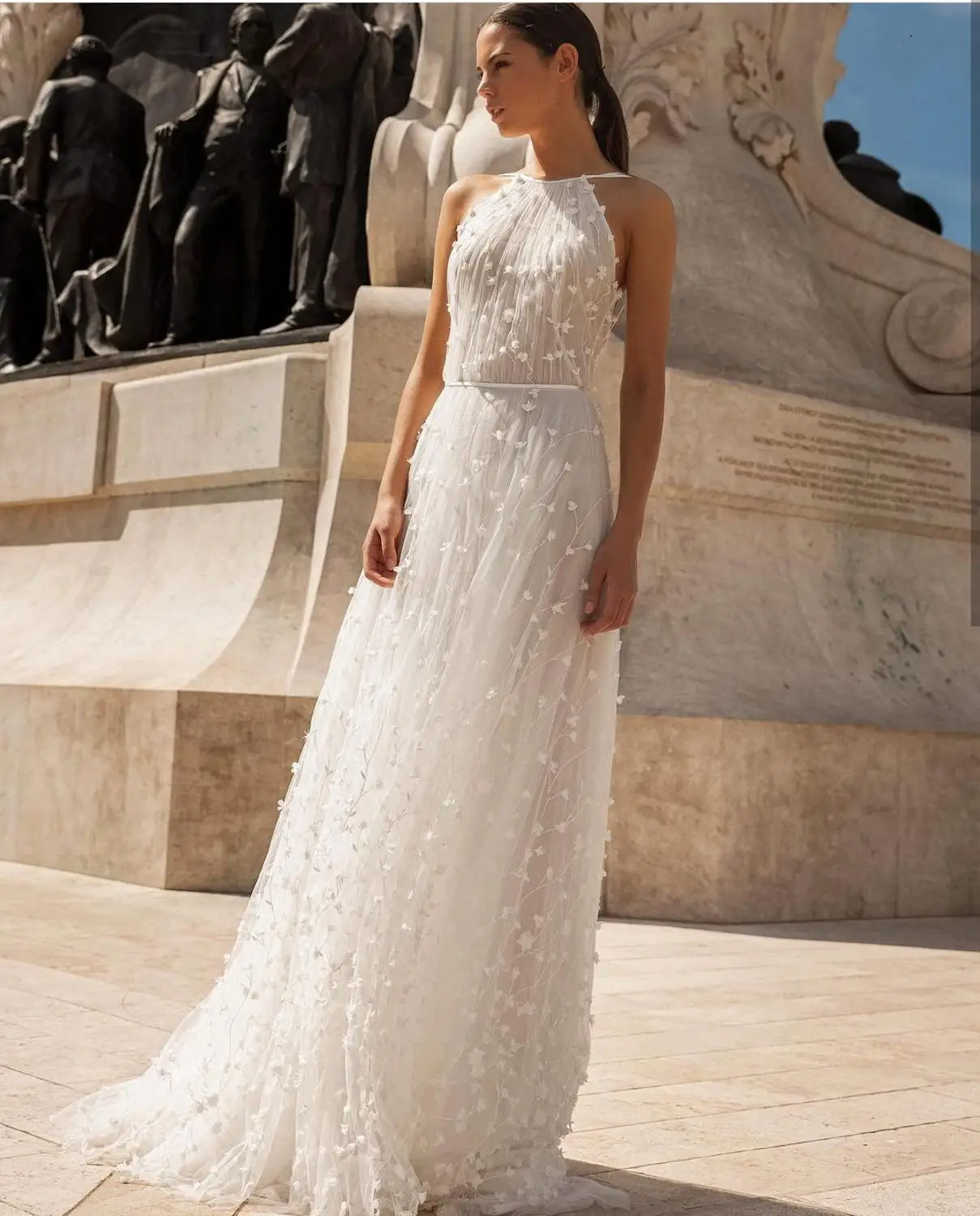 Женское свадебное платье с открытой спиной изящное в богемном стиле без рукавов