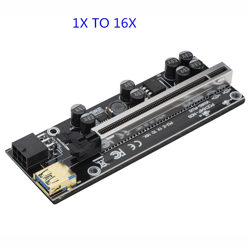 

1 To 10pcs VER009 USB3.0 PCI-E Riser VER 009S PLUS Express 1X 4x8x 16x Extender pcie Riser Adapter Card SATA 15pin to 6pin Power