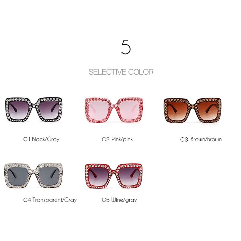 Кто милашка 2018 негабаритных квадратной оправе Стразы солнцезащитные очки для