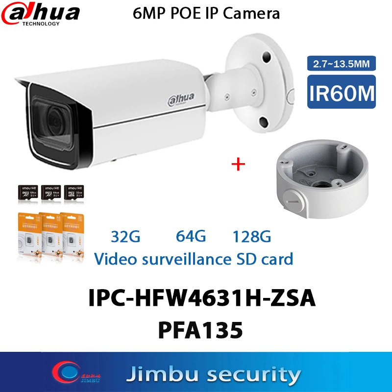 

Камера видеонаблюдения Dahua, 6 МП, IP67, SD-карта, TF