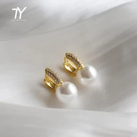 retro high sense french romantic pearl pendant earrings for woman 2020 new fashion zircon jewelry party girls earrings gift