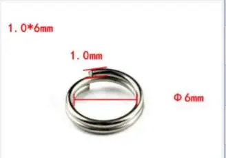 1 X 6mm 20 шт./лот, рыболовные кольца из нержавеющей стали, раздельные кольца, высокое качество, крепкое твердое кольцо, приманка, соединительное кольцо, аксессуары для рыбалки - Цвет: 1 X 6mm
