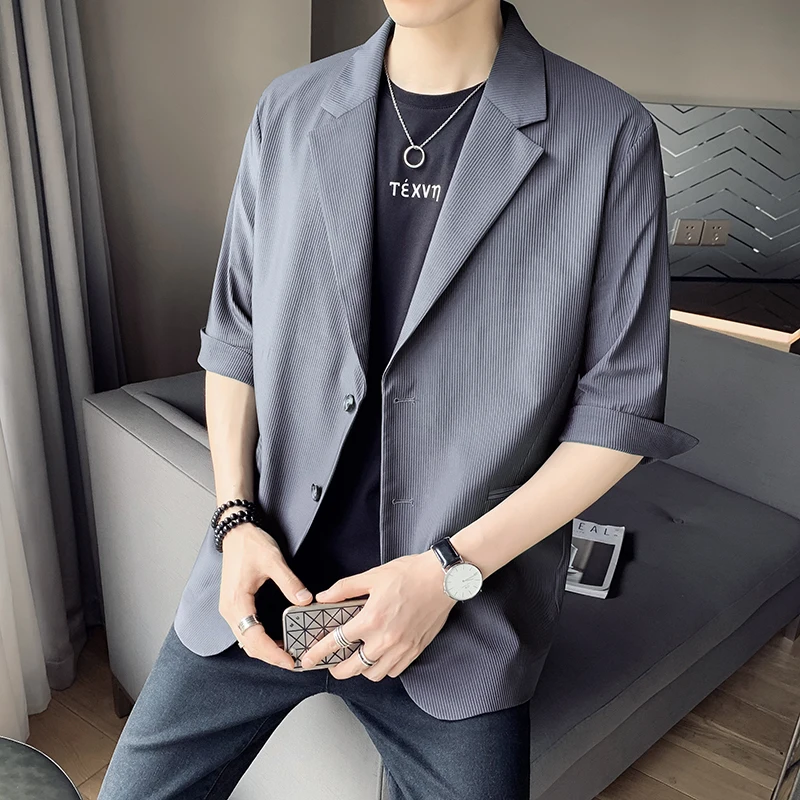 Повседневный костюм DYB & Z, мужской пиджак с коротким рукавом, с изображением льда, в Корейском стиле, лето 2021, M-3XL