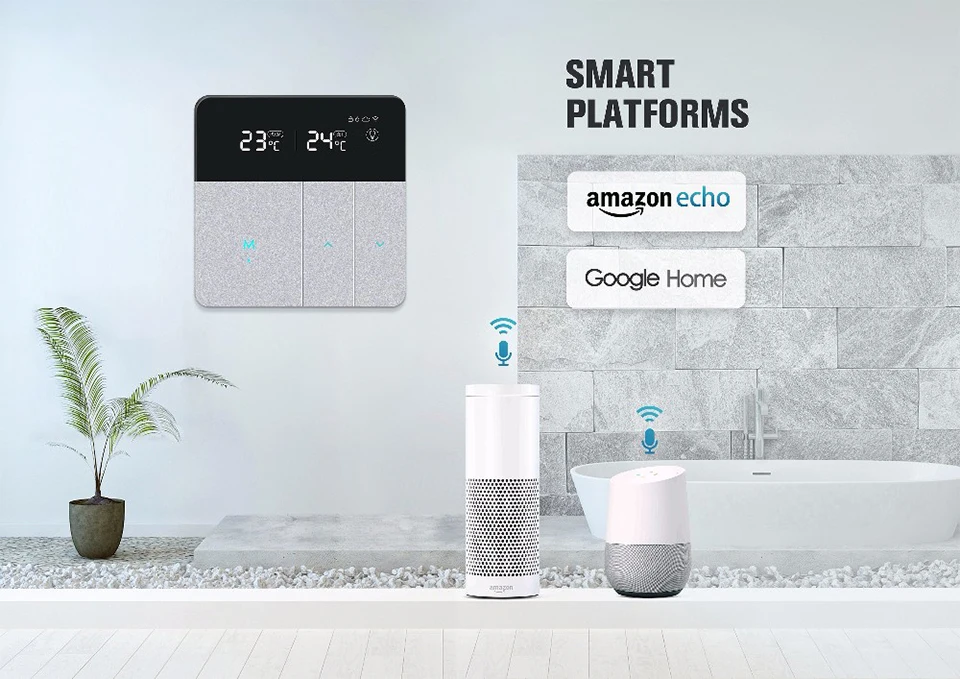 

Tuya WiFi Smart Thermostat Water Heating Temperature Controller LED Touch Screen Remote Control Work with Alexa Google Home