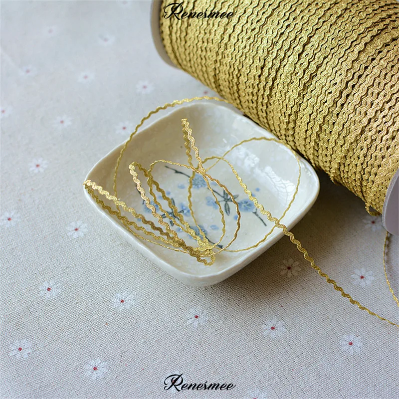 Высококачественное кружево из золотых нитей 1 м Обрезка ленты Верхняя лента