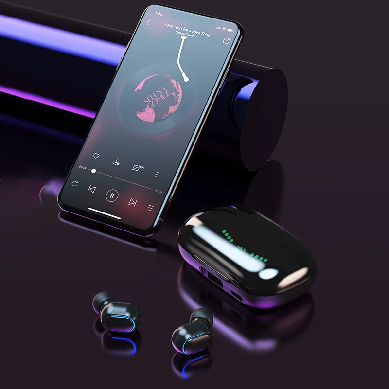 Tws Bluetooth-совместимые наушники 5 0 беспроводная гарнитура 1200 мАч зарядный чехол