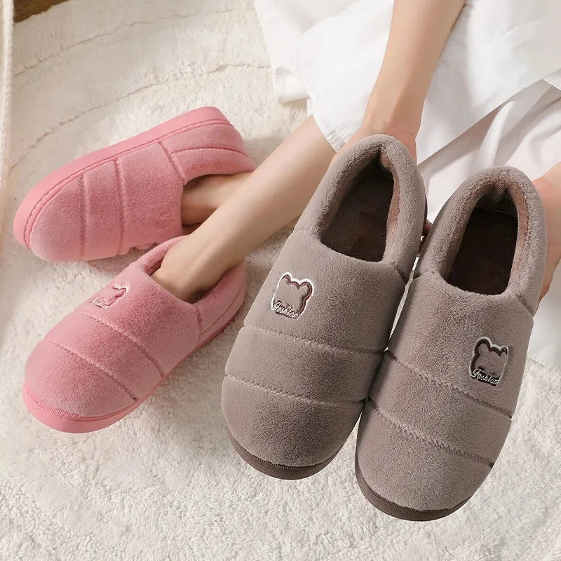 

Women Winter slippers keep warm home shoes for woman Short plush fluffy Cartoon slippers Indoor non-slip fluffy slippers