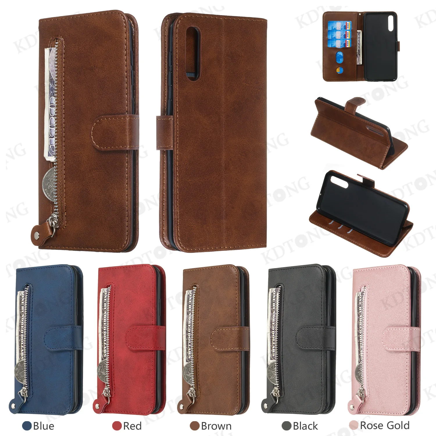 

Zipper Flip Leather Phone Case For Samsung Galaxy A13 A02 A7 A10 A11 A12 A20 A21 A22 A30 A31 A32 S E A750 Wallet Card Slot Cover