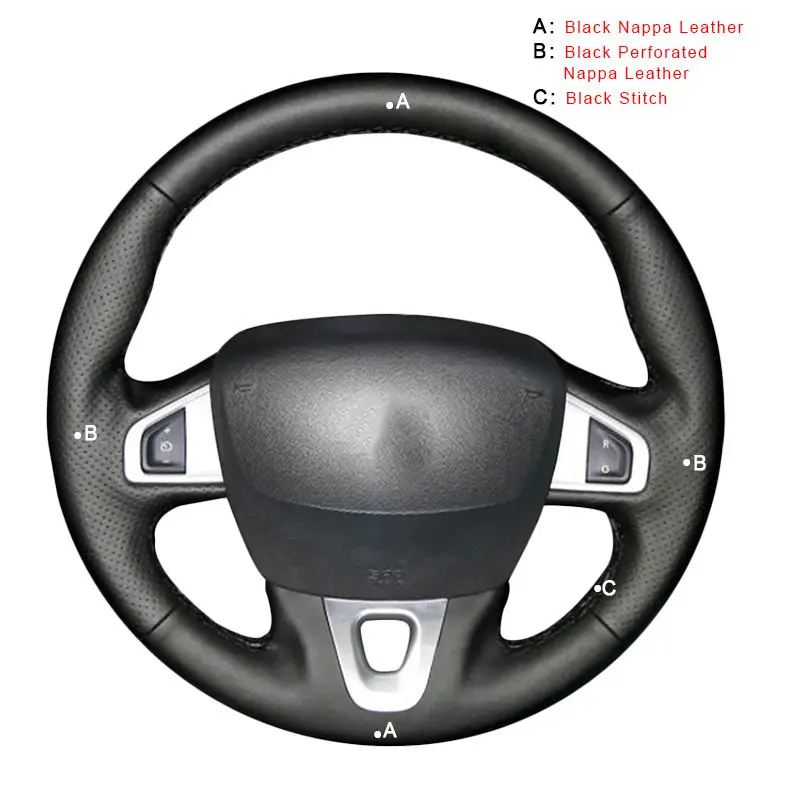 Top Layer Leather Автомобильная оплетка на руле для Renault Megane 2008- Fluence(ZE) 2010- Kangoo- авточехлы Стайлинг - Название цвета: Top Layer Leather