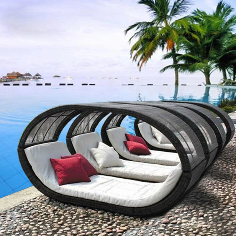 

Уличное кресло с откидывающейся спинкой, Пляжная кровать с откидывающейся спинкой, ротанговый стул для отдыха, бассейн, балкон, круглая диз...