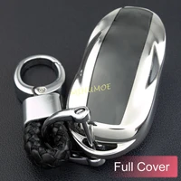for tesla model 3 y s car key chain fob cover case ring shell silver