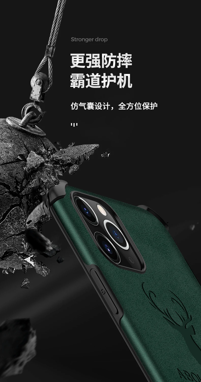 for apple iphone 11 pro max case soft siliconeleather pu deer shockproof back cover case for iphone xs max xr 6 6s 7 8 plus se free global shipping