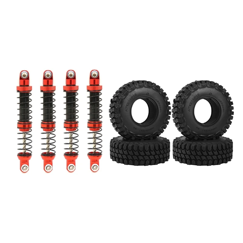 

4Pcs Shock Absorbers Oil Adjustable Damper With 4PCS 110MM 1.9 Rubber Wheel Tire Tyres For 1/10 RC Car Axial SCX10