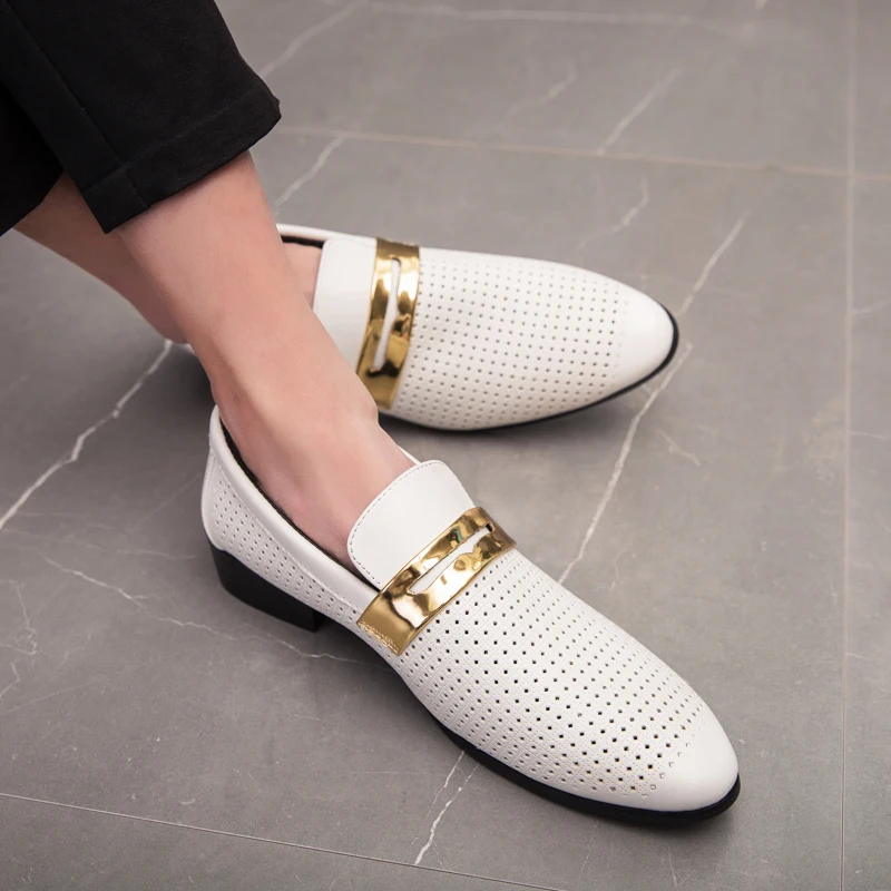 

Men Loafers Shoes 2021 Fashion Boat Footwear Man Brand Leather Moccasins Men Shoes Summer Hollow Men Comfy Men'S Casual Shoes