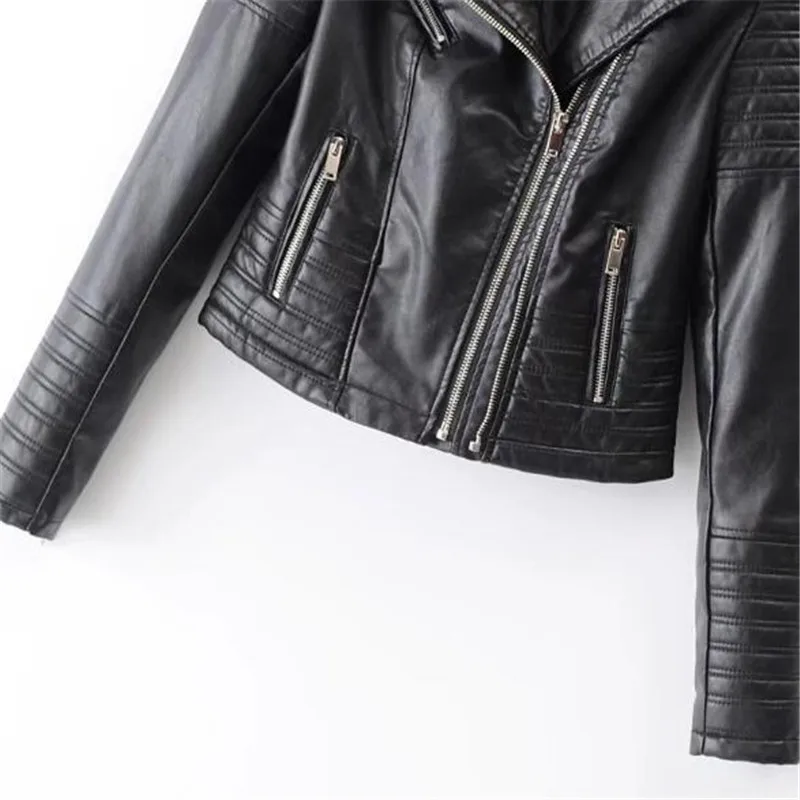 Женская мотоциклетная куртка из искусственной кожи с длинным рукавом | одежда