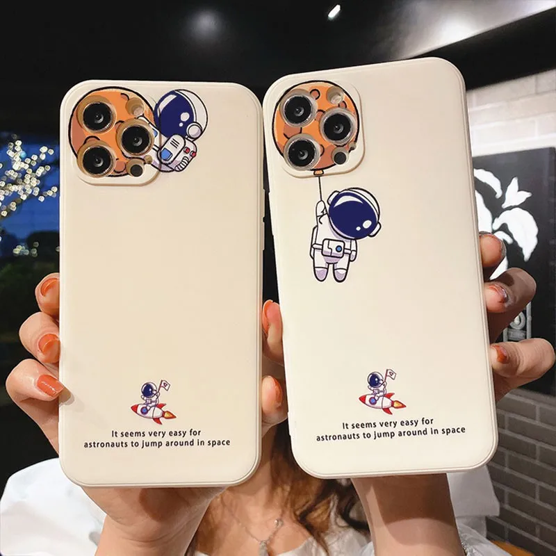 

Cell Phone Cases For Iphone 12 Mini Pro Max 6s 7 8 Plus SE 2020 11 Cartoon Telephone Shockproof Hard Armor Cartoon Astronaut