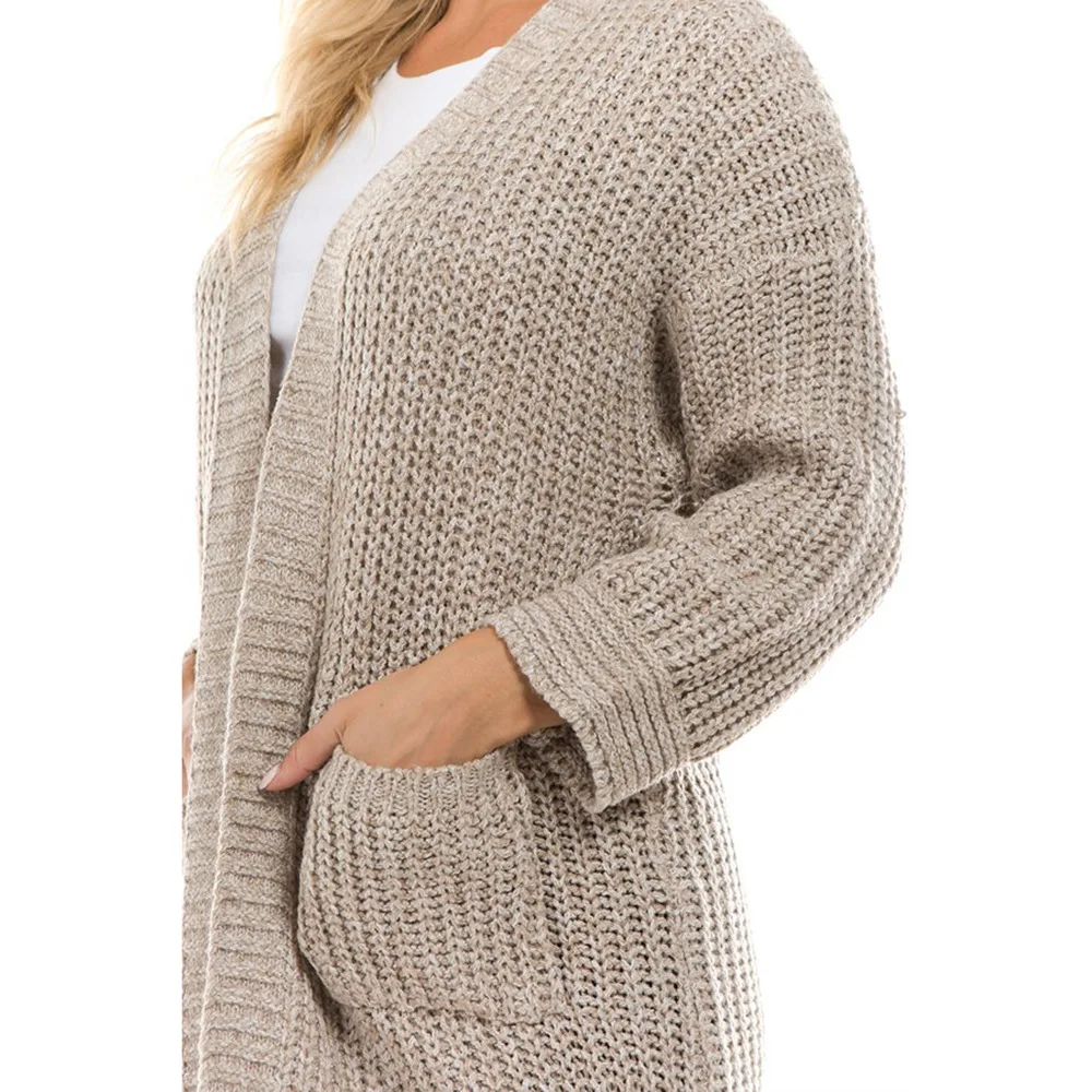 Новинка Осень зима 2019 стильный длинный вязаный кардиган цветной свитер с