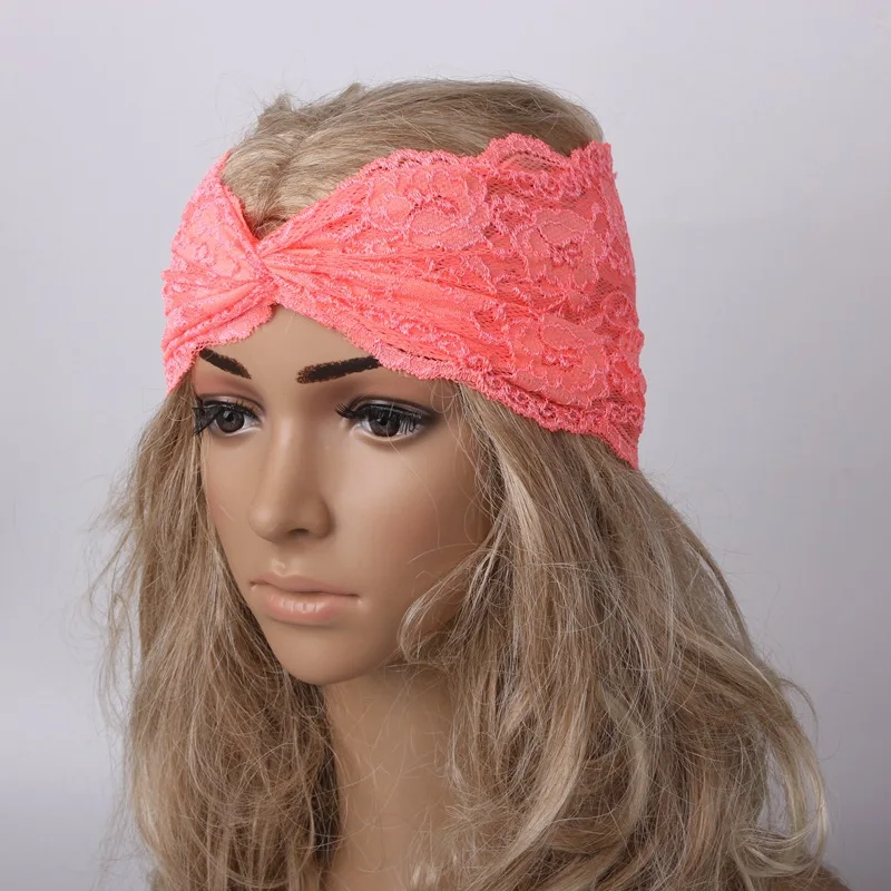 

2019 Women Headwear Twist Sport Yoga Lace Headband Turban Headscarf Wrap Convenient Hair Band Headbands for Women