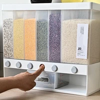 sealed cereal dispenser moisture proof automatic rice dispenser rack wall mounted dry food rice splitter bucket kitchen tools