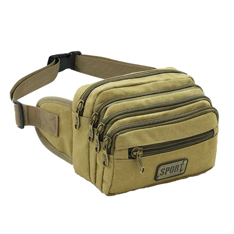 Винтажная холщовая поясная сумка с несколькими карманами на бедрах для спорта и