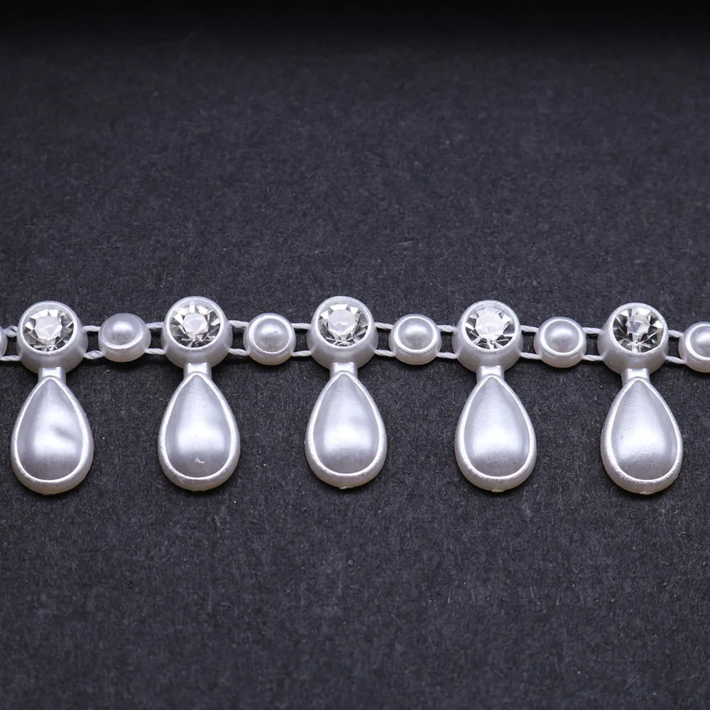 Пластиковые Имитационные жемчужины ABS 10 ярдов 9*20 мм с цепочкой 7 Стразы для