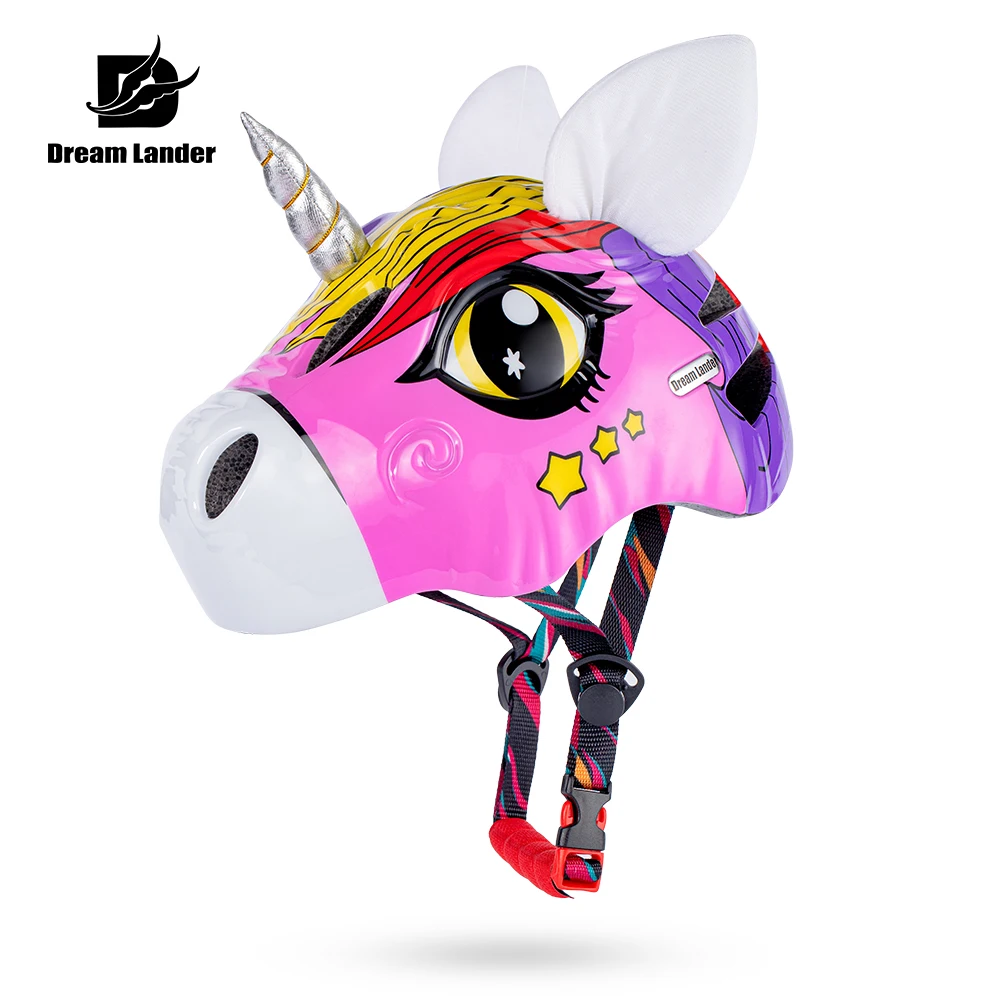 

Dream Lander New Arrival 3D unicorn KIDâ€™S Bike Helmet with Taillight Creative Toddler Bike Helmet