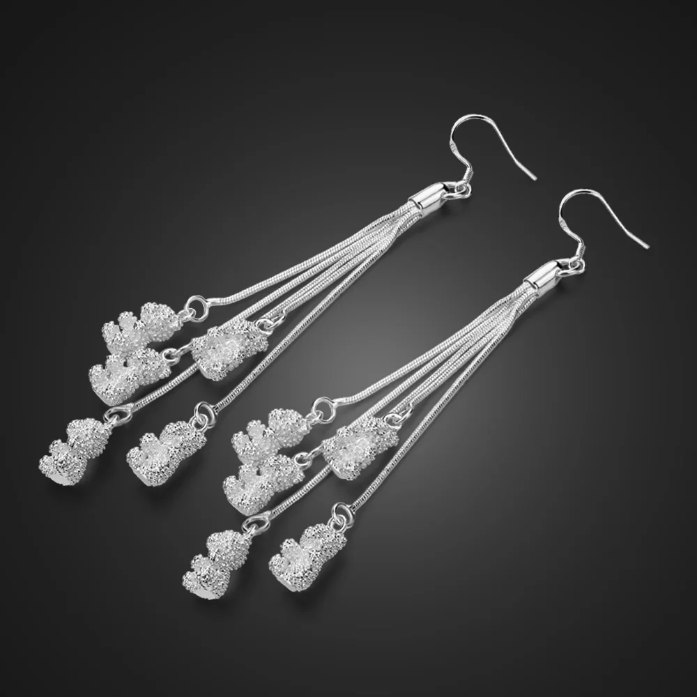

Exquisite 925 Sterling Silver Drop Ear Line Long Hanging Earrings For Women Cute Bear Piercing Earing Accessories Fine Jewelry