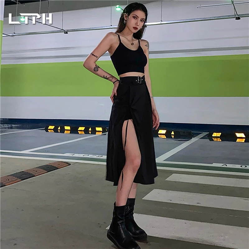 2020 осень новые поступления винтажный англия стиль высокая талия тонкая черная