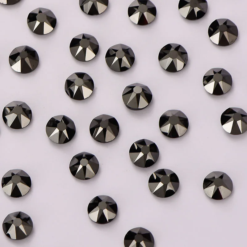 Jet Hematite Горячая фиксация Стразы 8 Большие маленькие грани для DIY Одежда
