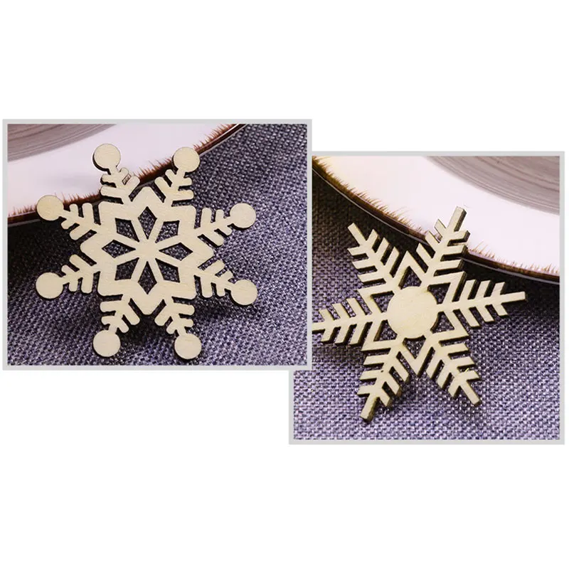 

3pcs Christmas Snow Wooden Pendants Ornaments Xmas Tree Ornament DIY Wood Crafts Kids Gift for Home Christmas Party Decorations