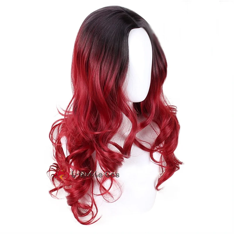 Парик Gamora для женщин и девушек длинные волнистые волосы Красного черного цветов