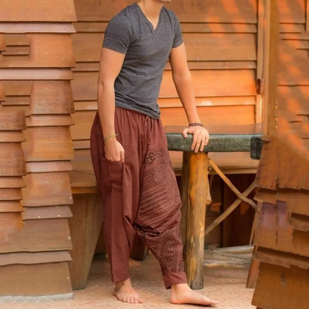 Men's hip hop streetwear Long Casual Print Loose Trousers Large Size Nationality harem pants jogger pantalon hombre men | Мужская