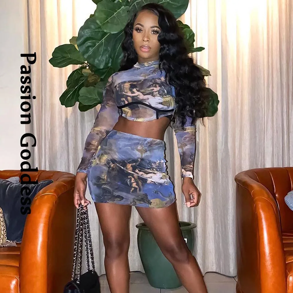 Художественные масляные рубашки для рисования юбка комплекты из 2 предметов