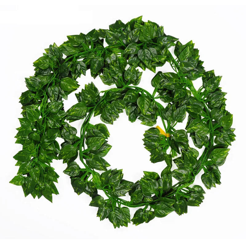 12pcs/Lot Greenery Leaves Artificial Ivy Garland Plants Vines Fake Foliage Flowers Wall Hanging Rattan Garden Wedding Home Decor | Дом и сад