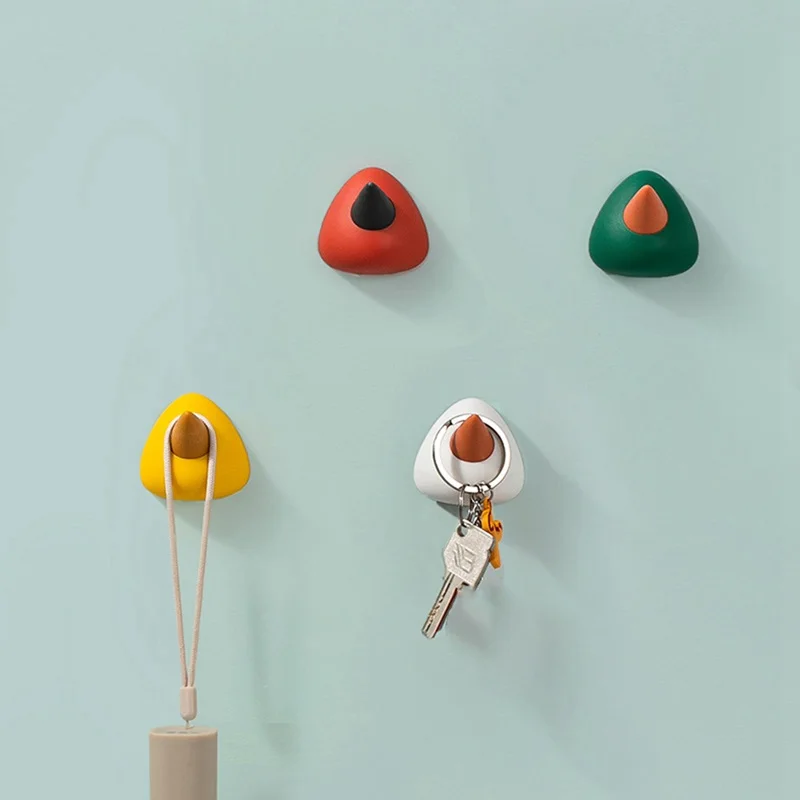 

4pcs Home Decorative Hooks Cartoon Bird Hangers Non-perforated Non-marking Hangers Wall Key Sticky Hangers