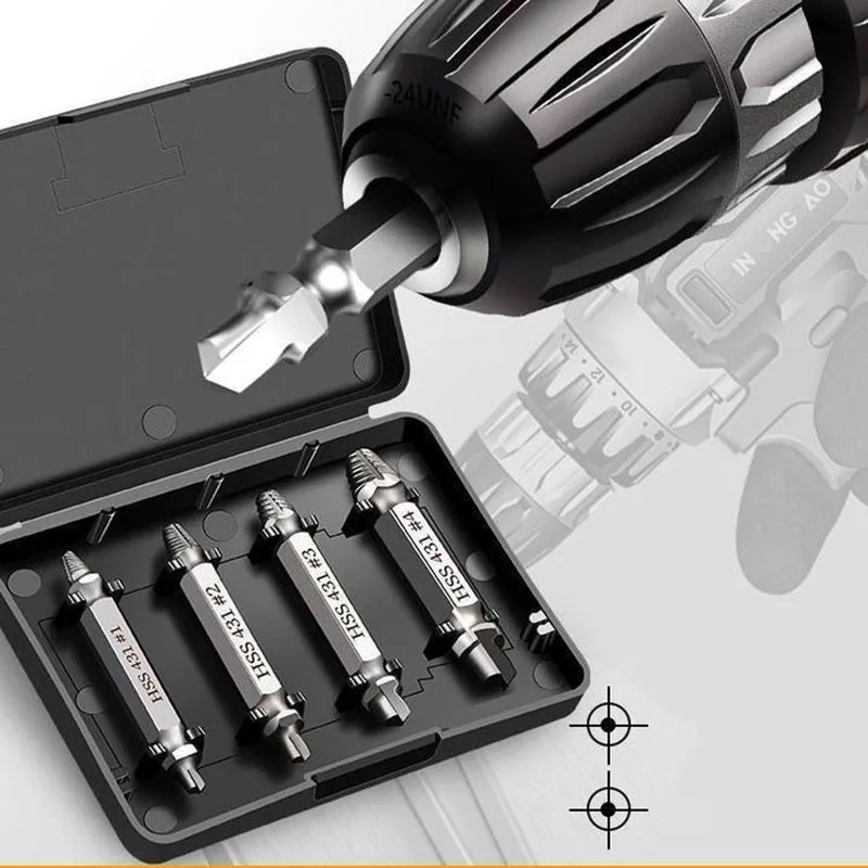 

Biservice Screw Remover Double Ended Screw Extractor Damaged Screw Extractor Drill Bit Extractor