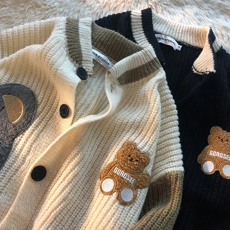 Kawaii одежда пуловер с рисунком медведя из мультфильма вязаный свитер Harajuku