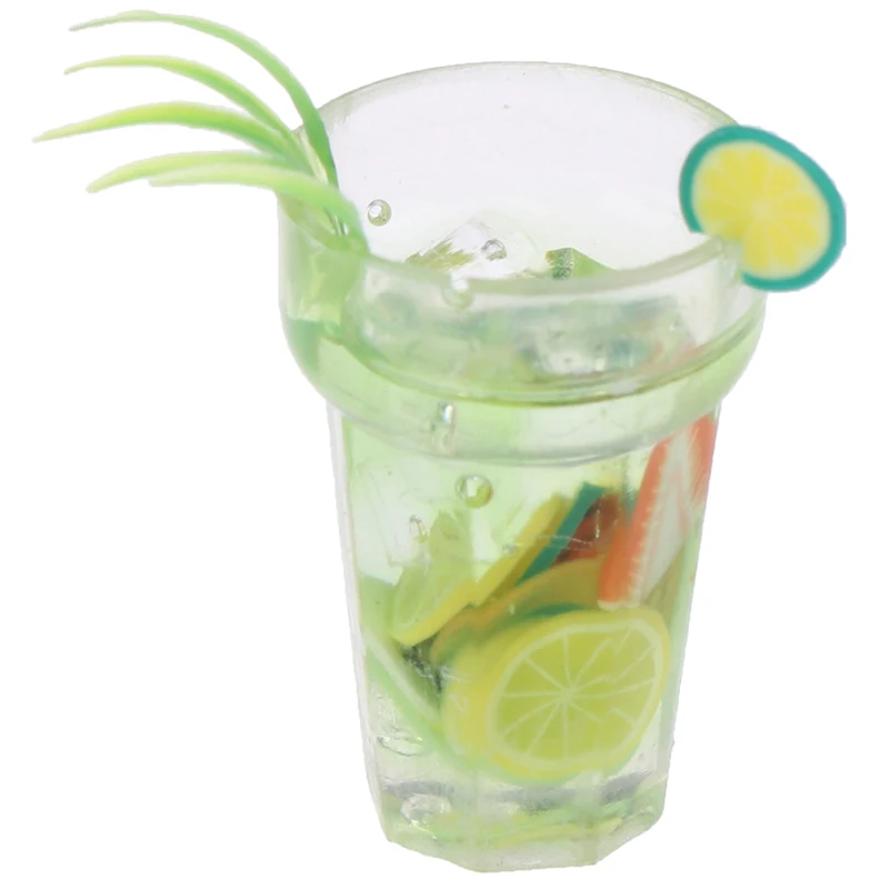 

2Pcs High Quality 1:12 Dollhouse Mini Resin Fruits Drinks Fruit Tea Cup For Drinks Model Toy Doll House Kitchen Decoration