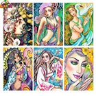 5D алмазная живопись сделай сам, портрет мультяшной девушки, полноразмернаякруглая Алмазная вышивка, набор мозаики, высокое качество, ручная работа, Русалка