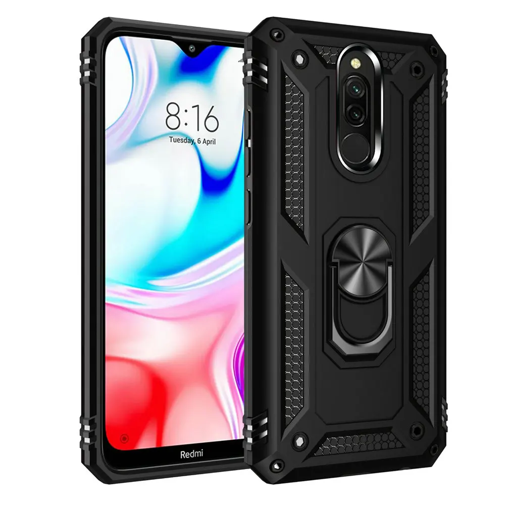 Redmi8 Redmi 8A 8 A задний Чехол металлическое кольцо Автомобильный держатель для
