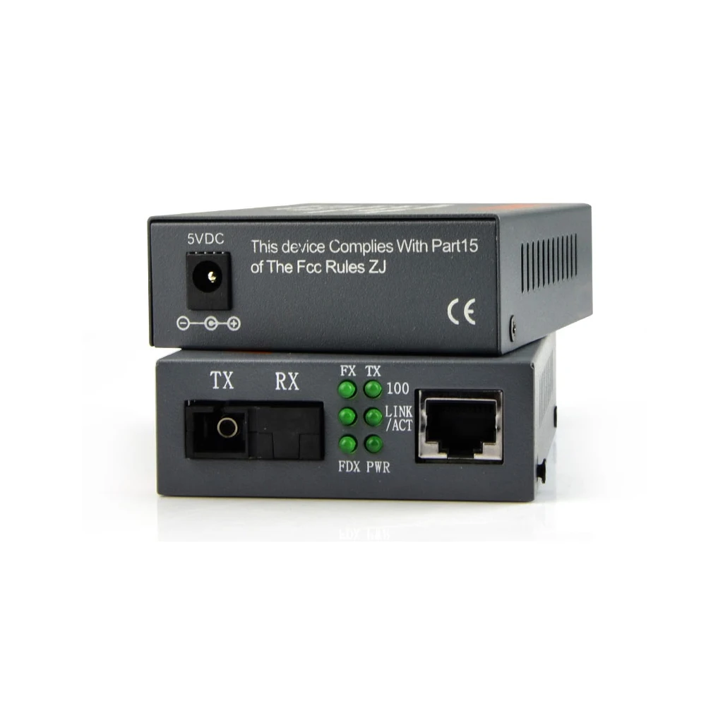 2 Pair HTB-3100AB Optical Fiber Media Converter 25km SC 10/100M Singlemode Single PCBA