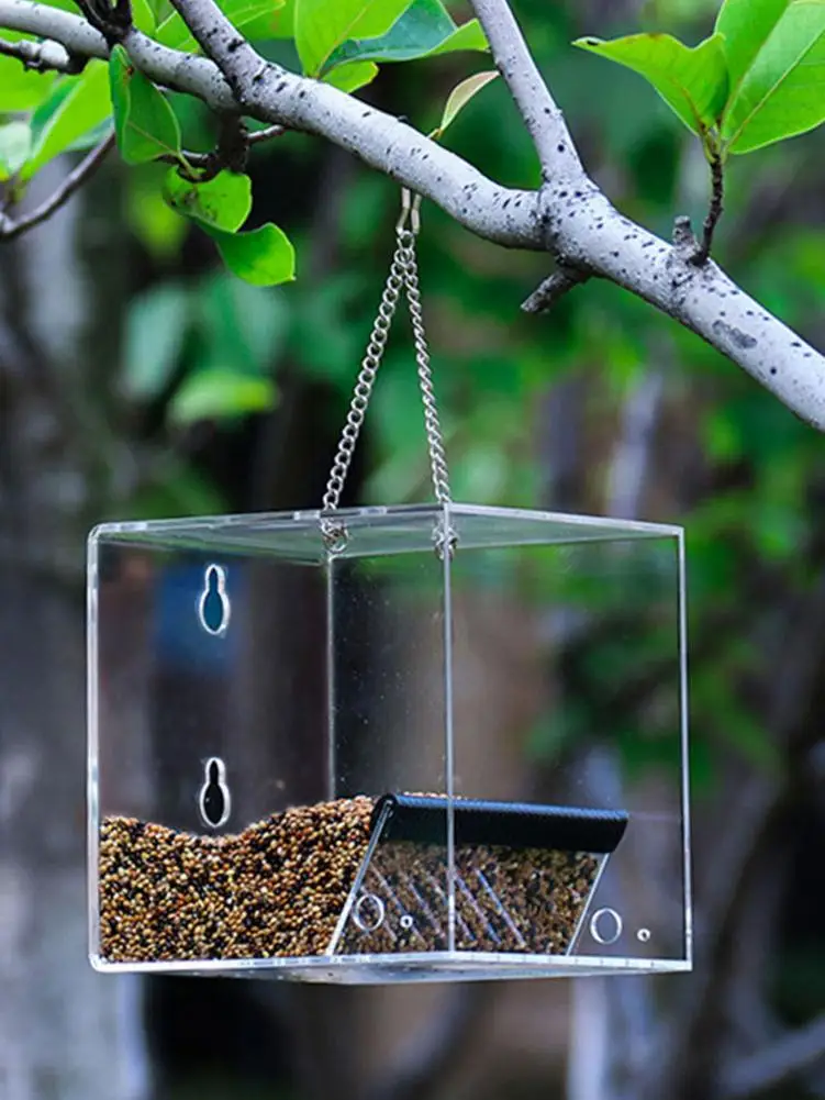 Подвесная кормушка для диких птиц оконная Крепкие присоски и съемный поднос