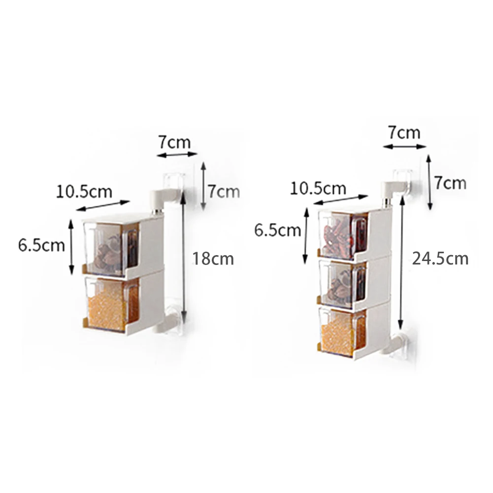 

2020 New High Quality Plastic Material Degree Rotating Wall Mount Design Spice Rack Seasoning Storage Box Kitchen Storage Box