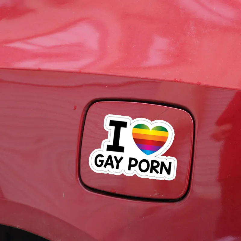 Aliauto Personality Car Sticker Rainbow I Love Gay Porn Sexy Cover Scratch Waterproof Funny Accessories PVC Decal 12cm*8cm | Автомобили и