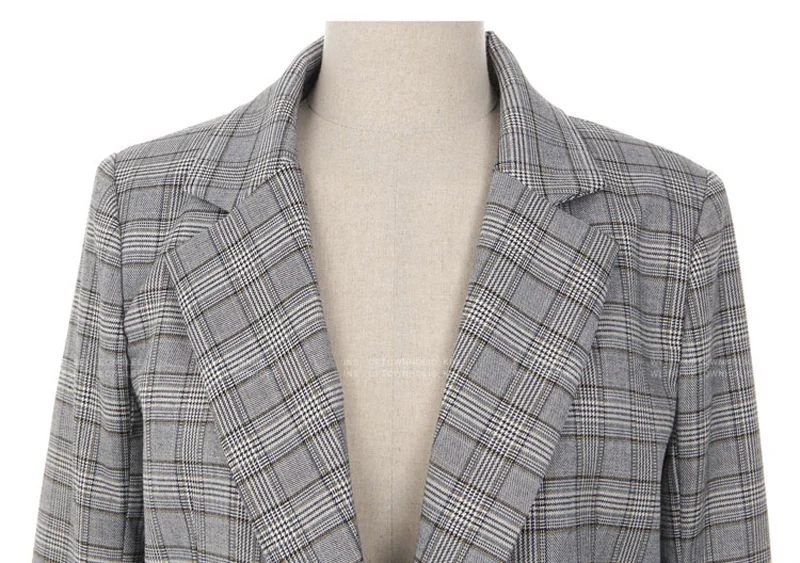 

Fashion Bow Sashes Split Sleeve Jackets Spring Autumn Women Gray Plaid Office Lady Blazer Elegant Work Blazers Feminino