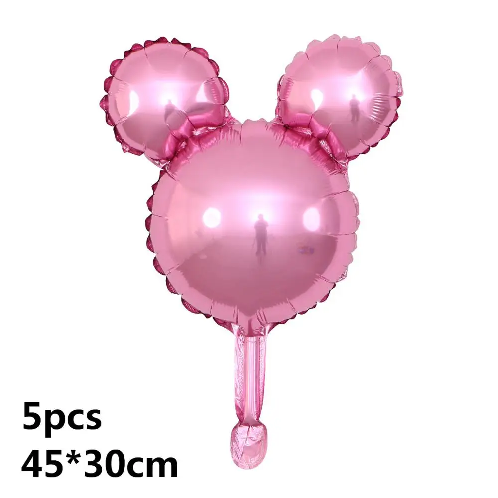 pink mickey 10 шт. с днем рождения Микки Минни Маус фольгированные шары 10 дюймов Wwave точка латексные шары украшения для детской вечеринки Globos детская игрушка - Цвет: pink mickey