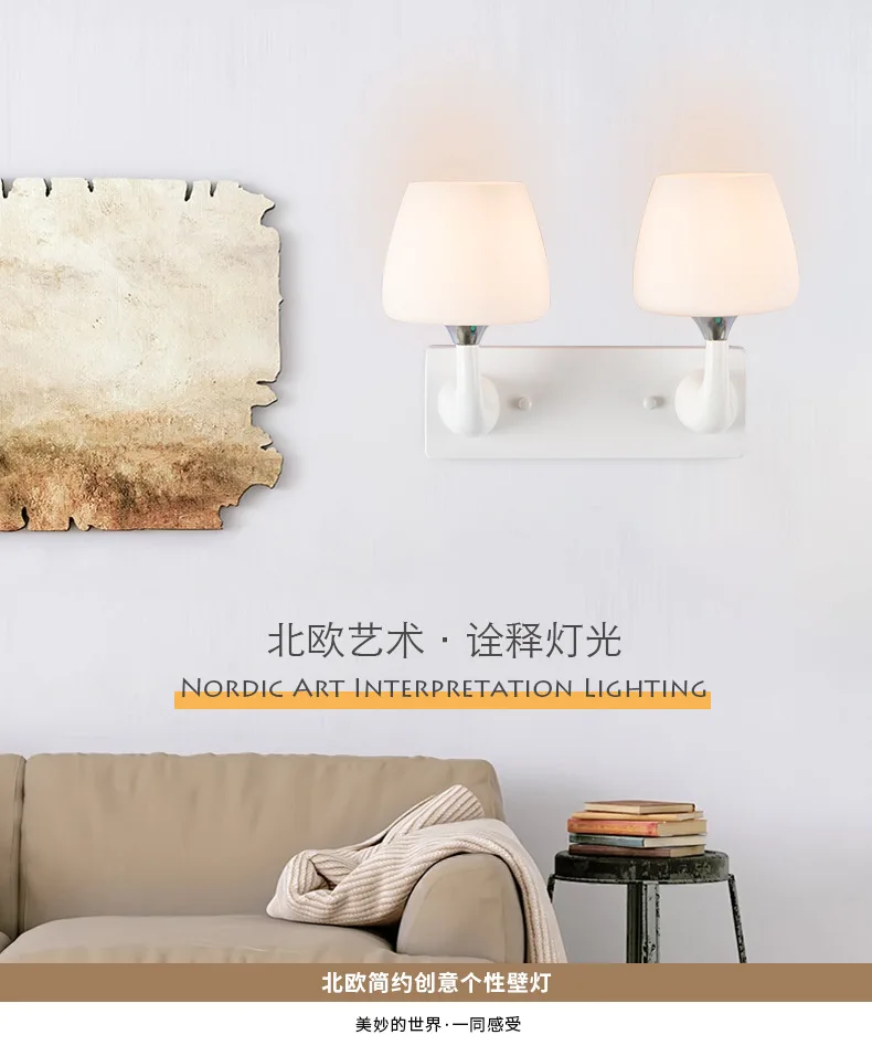 

Creative Modern Minimalist Double Head Bedroom Bedside Lamp LED Wall Lamp Room Decor