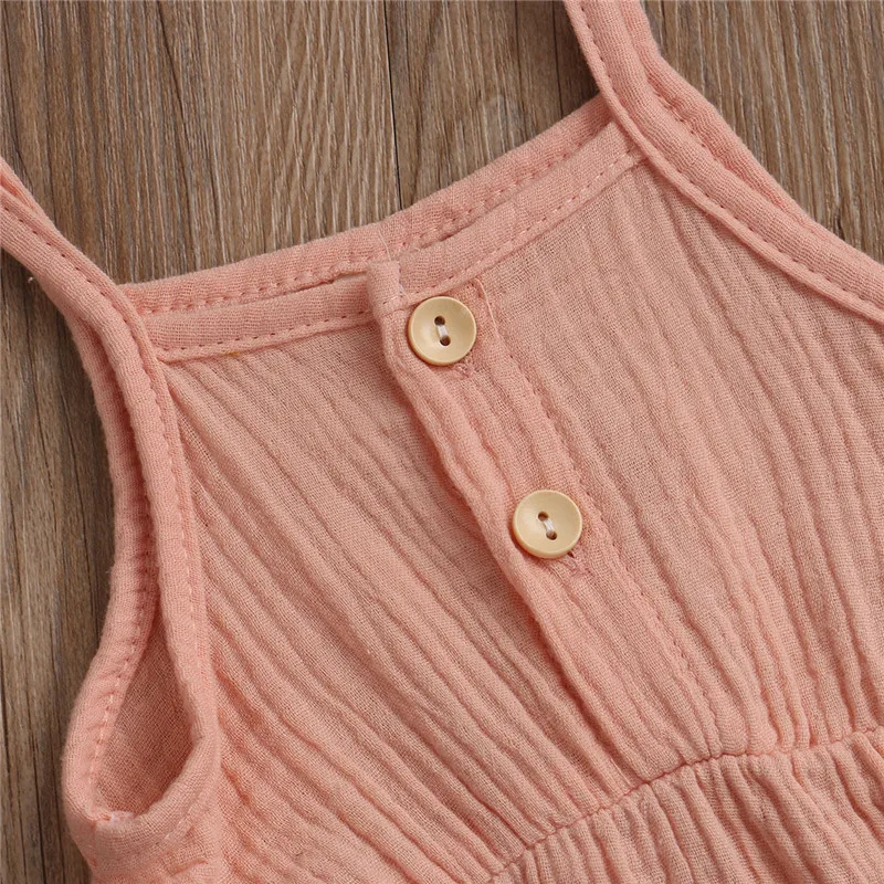 2020 летние комбинезоны для маленьких девочек милый однотонный комбинезон без