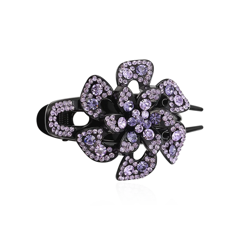 

CHIMERA Rhinestone Flower Hair Clips Clamp Large Elegant Women Bling Crystal Hair Pins Acrylic Plastic Hairgrip Barrette Jewelry