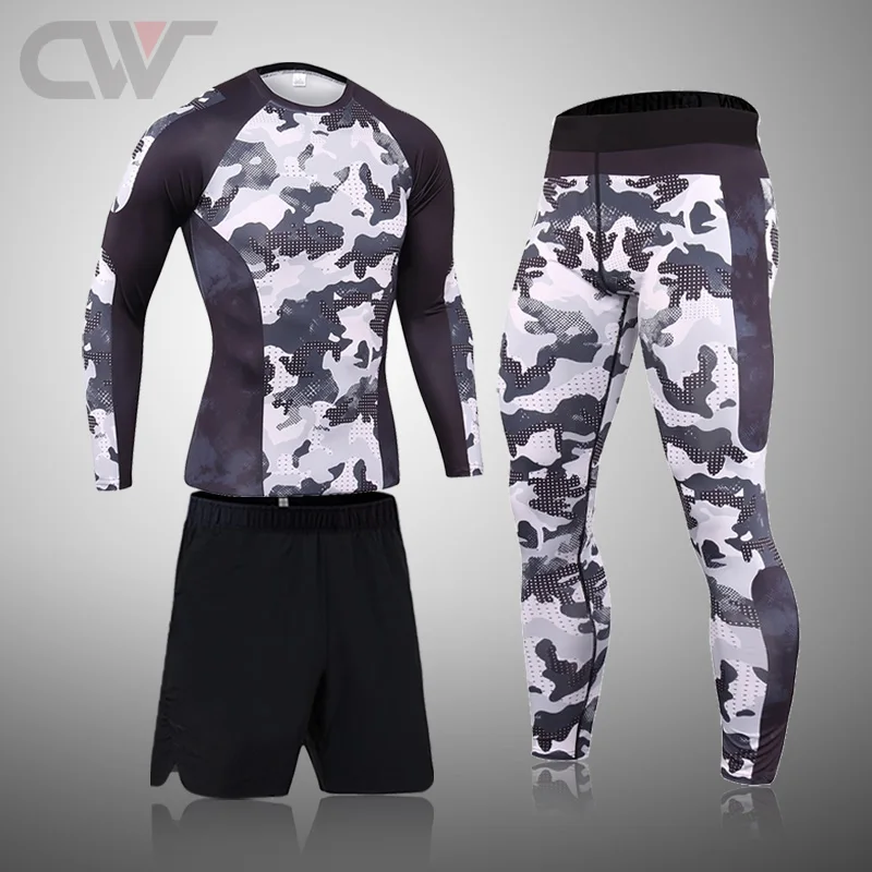 

Men Set Winter Thermal Underwear Tracksuit Compression Tights Sports T-shir+Leggings Pants Brand Sweat Gym Clothing Jogging Suit